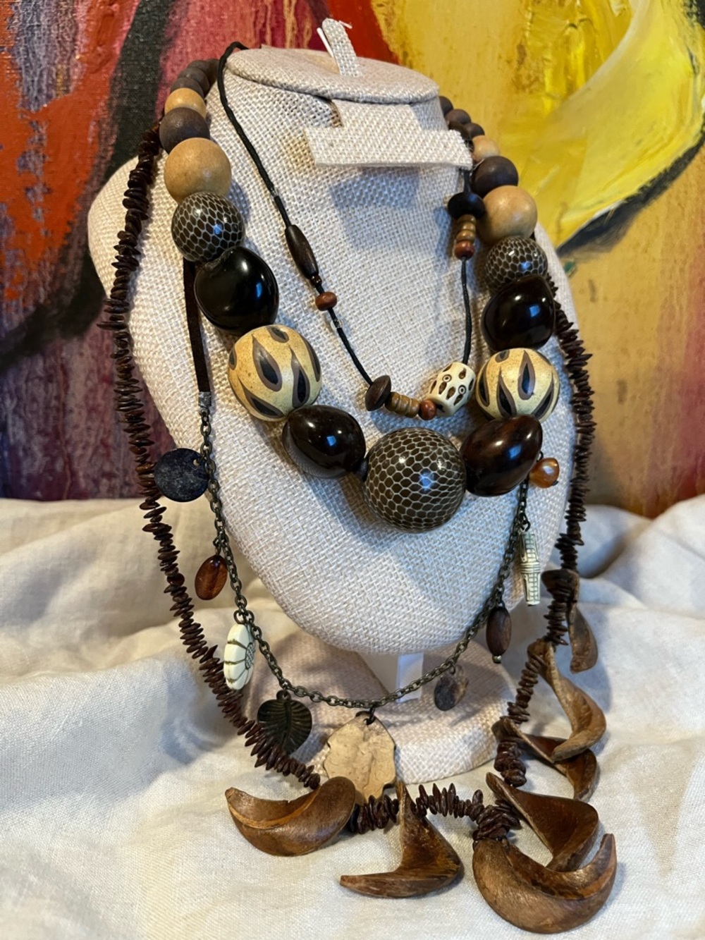 Estate Hawaiian Kukui Nut Lei Necklaces